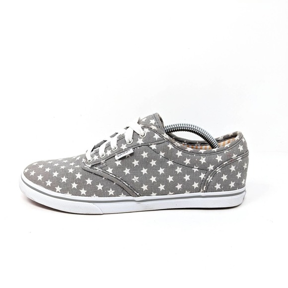 Vans Shoes - Vans Womens 8.5 Atwood Grey White Stars Lace Up Low Top Sneakers Shoes Skater